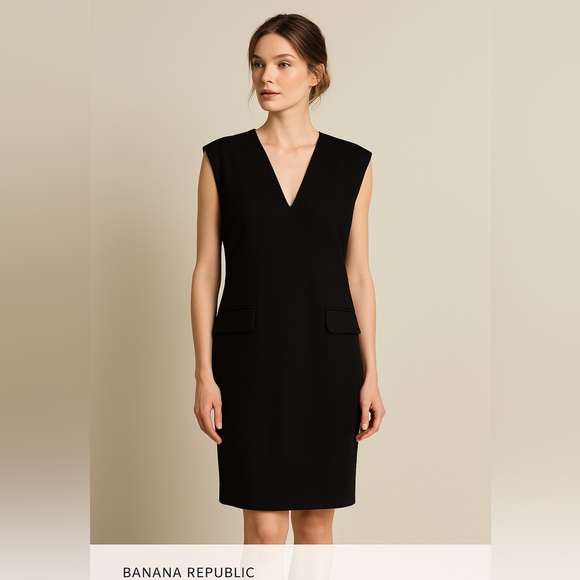 Banana Republic Dresses & Skirts - Banana Republic Black Wool Blend Sleeveless Shift Dress Size S
